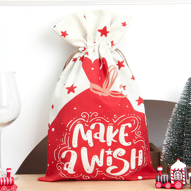 Wholesale Cloth Candy Bag Christmas Drawstring Cartoon Gift Bag